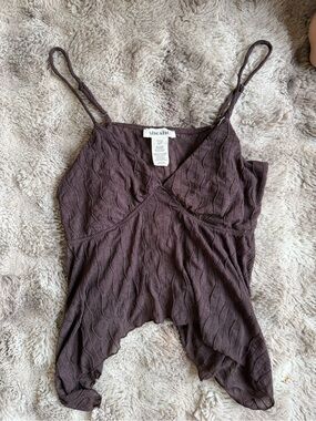 shosho Dark Brown Cable-Knit Spaghetti Strap Camisole